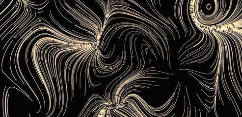 Elegant beige lines swirl on black background.  Great for modern design.