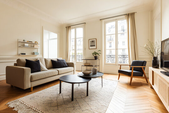 Fototapeta home interior design of modern living room in apartment