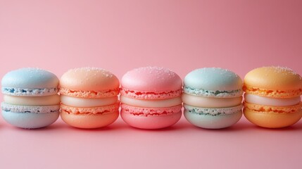 Colorful Pastel Macarons Dessert Treats French Macarons Bakery Sweets Pink Background