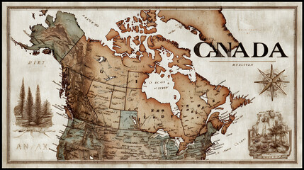 Naklejka premium Maple Leaf Matrix Minimal Line‑Art Outline of Canada