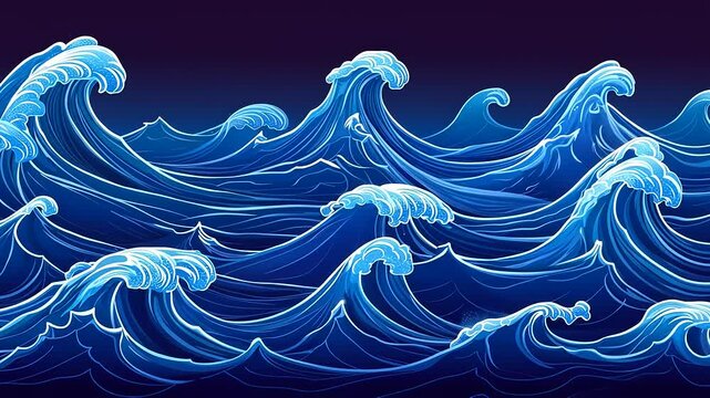 Ocean waves in dark blue