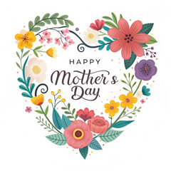 I have illustrated Mother's Day through a vector illustration, decorated with a heart and various flowers.
