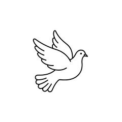 Obraz premium Dove icon on transparent background, minimalistic style, black and white 