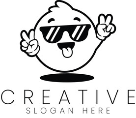 Cool Funky Cartoon Character Design Logo Vector Illustration icon cute bold flat happy    