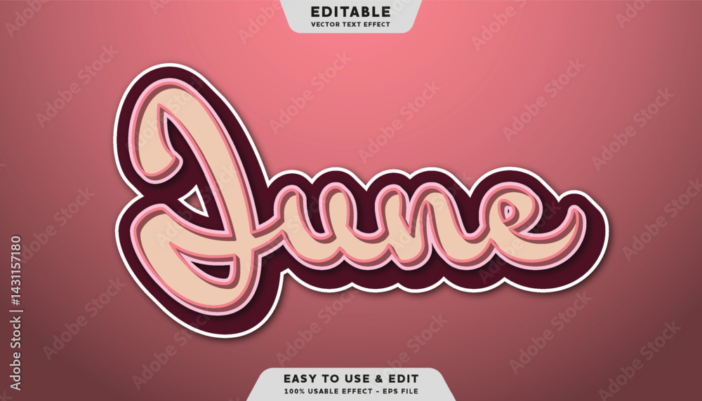 Poster june editable text effect with modern and simple style