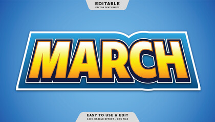 march editable text effect with modern and simple style