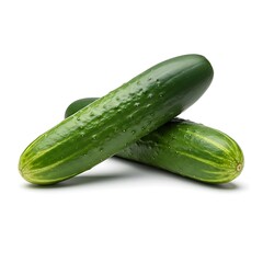 Two fresh cucumbers stacked on each other isolated on white background