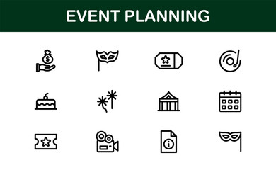 Event Planning Icons Collection for Professional Organizers and Designers – Perfect for Weddings, Parties, Corporate Events, and Celebrations