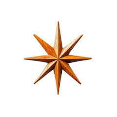 Ten-Pointed Wooden Star Decoration, Isolated on Transparent Background