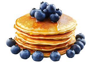 Stack of pancakes topped with blueberries and syrup (1)