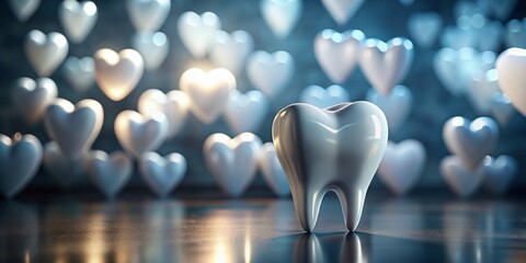 Abstract Architectural Heart Background with White Tooth - Modern Dental Design