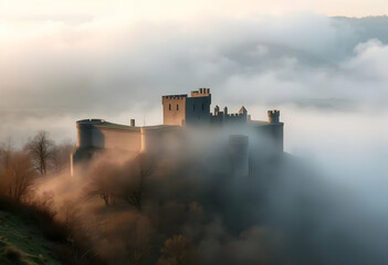 Misty Sunrise View Of Historic Castle