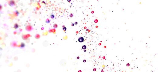Colorful abstract background with floating bubbles and connections. Perfect for tech, science, or design projects.