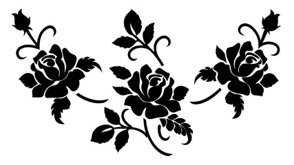 Floral corner with roses and leaves vector on white background
