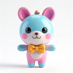 Fototapeta premium cheerful balloon animal greets with bowtie, radiating joy and cuteness in 3D render for heartwarming scene