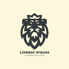 Modern Geometric Lion Head Logo in Black Silhouette Style
