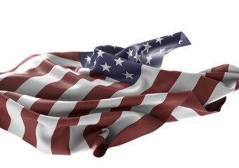 Waving American Flag Isolated on White