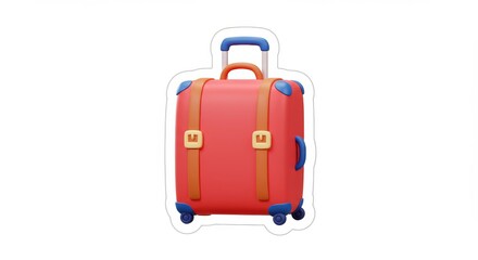 Red suitcase with blue accents for travel adventures  
