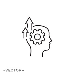 self development icon, thin line symbol isolated on white background, editable stroke eps 10 vector illustration