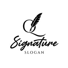 Quill Pen with Letter Q for Author or Publishing logo design