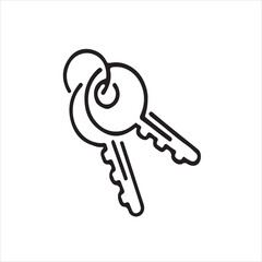 Simple line art illustration of a house key.