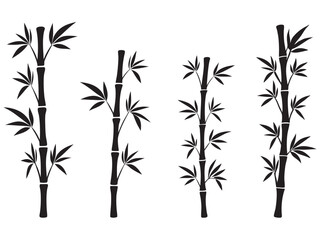 set of bamboo vector silhouette