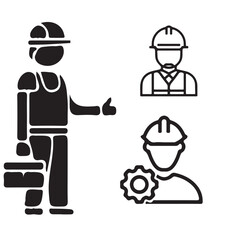 Diverse construction workers represented by simple, professional icons.