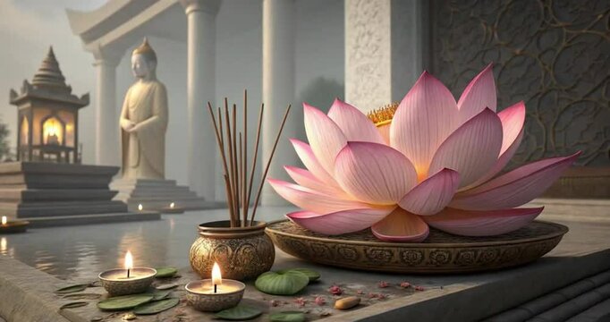 buddha and candle lotus for a vesak day