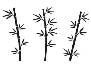Obraz premium set of bamboo vector silhouette