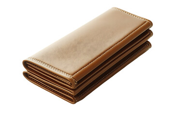Tan Leather Billfold Wallet, Simple Minimalist Design, Isolated on White.