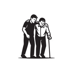 embracing a friend to help him walk