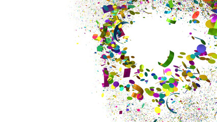 Festive colorful confetti burst background. Perfect for celebration, party, and holiday designs.