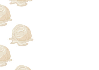 poster template with scoops of melted vanilla ice cream placed on the left side, for various summer designs
