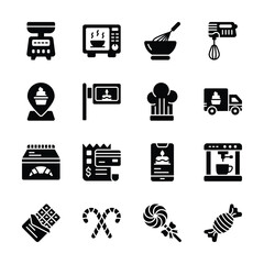 Check out modern set of bakery and confectionery glyph icons