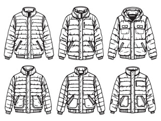 Puffer coat line art elegant outerwear sketch for modern wardrobe © Maharab