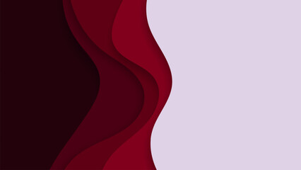abstract burgundy and white layers. curved maroon papercut background.  