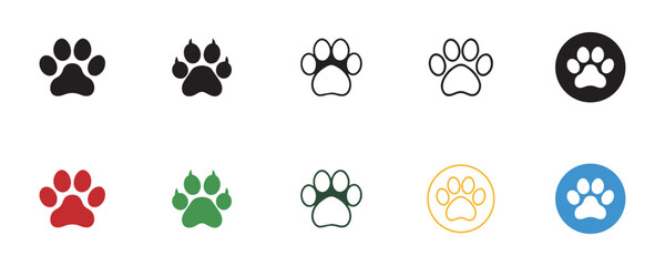 Animal paw icon set