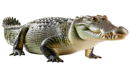 Obraz premium Ancient Reptile: A realistic depiction of a crocodile, showcasing its textured hide and formidable jaws, highlighting the primal beauty and raw power of this ancient reptile.