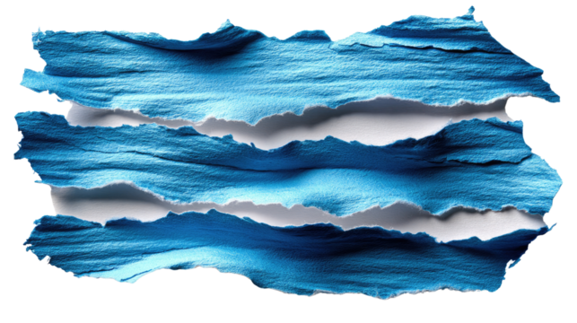 Torn Blue Paper: A collection of torn blue paper strips, arranged artfully to expose the pristine undersurface, offering a minimalist aesthetic that speaks volumes about texture, contrast, and design.