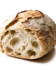 Freshly Baked Artisan Bread with Crusty Exterior and Soft Interior Texture on White Background