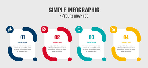 Modern infographic template. Modern design template for infographics. Modern infographics options banner. Best infographic. Four color infographic. Infographic with 4 color circles and items