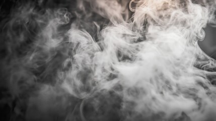 Abstract swirling white smoke on dark background