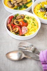 Easy recipes with grilled vegetables and grains. Italian polenta with vegetables.