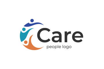 Abstract people community logo icon design with initial C letter graphic concept. team care charity logo template