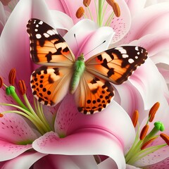 butterfly on pink flower