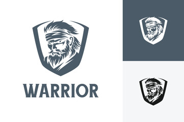 warrior silhouette vector logo. ninja samurai logo illustration