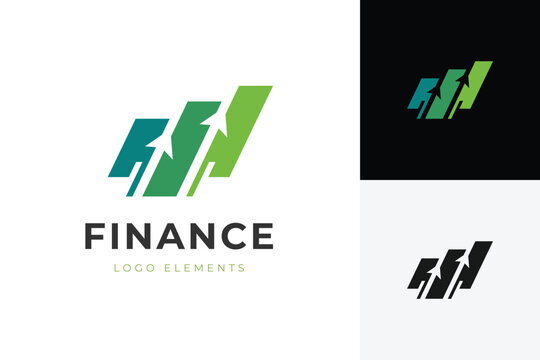 graph finance growth logo icon design with arrow statistic graphic symbol for financial logo template