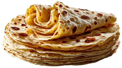 Stack of Freshly Made Tortillas: A close-up view of a neatly stacked pile of golden-brown, freshly made tortillas, offering a glimpse into the heart of home-style cuisine and a feast for the eyes.