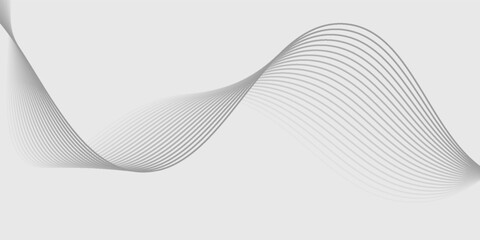Fototapeta premium Abstract vector banner with grey wavy lines