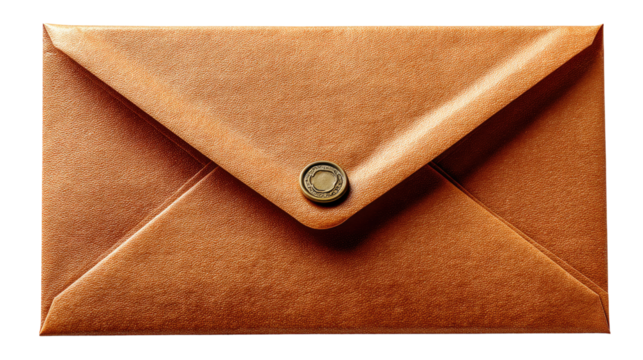 The Letter's Embrace: A detailed view of a vintage envelope, its rich texture and classic design captured in a photorealistic presentation.